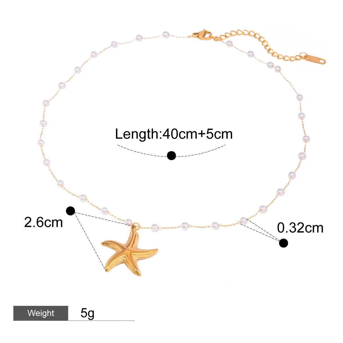 18K Gold Starfish Design Luxury Ring Necklace Set