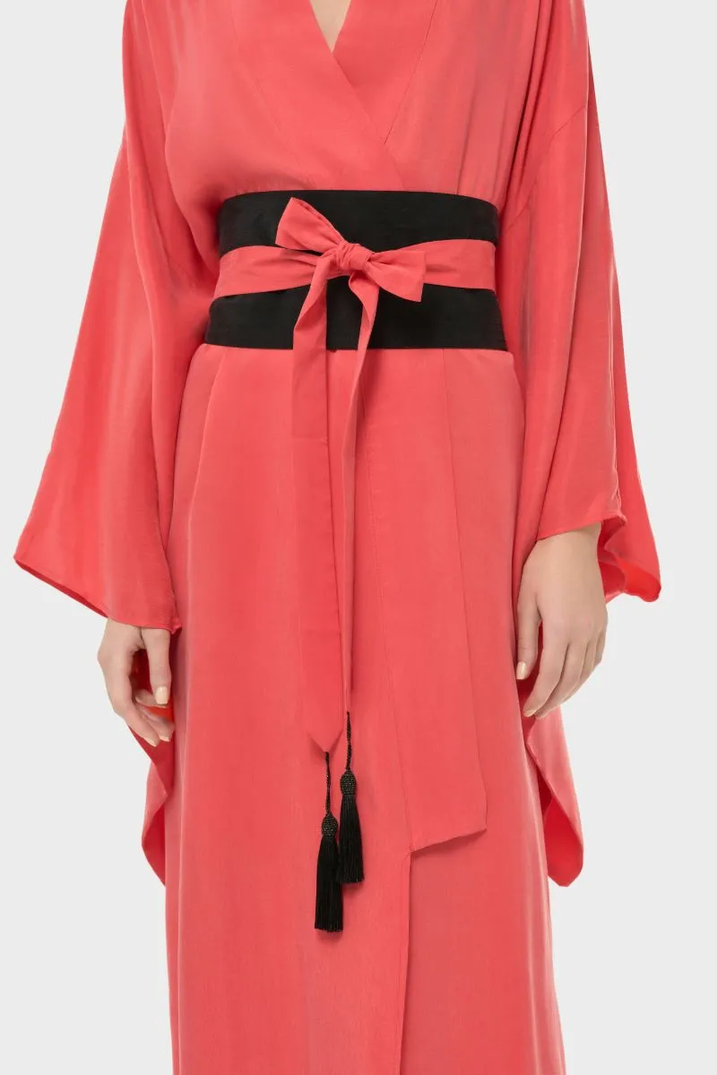 AQUAFLORA ANYA ORIENTAL KIMONO ROBE IN CORAL