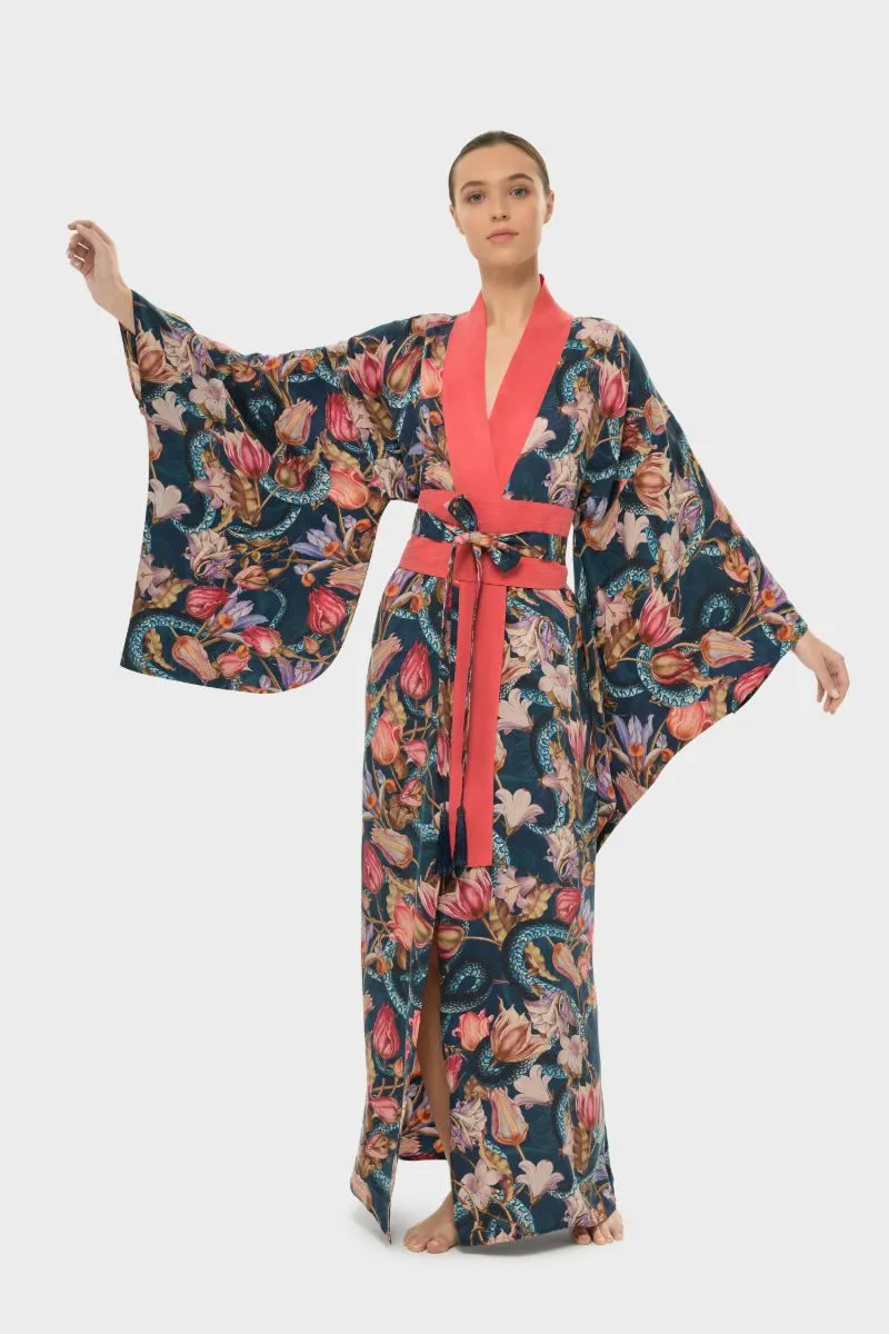 AQUAFLORA ANYA ORIENTAL KIMONO ROBE IN JACKSON