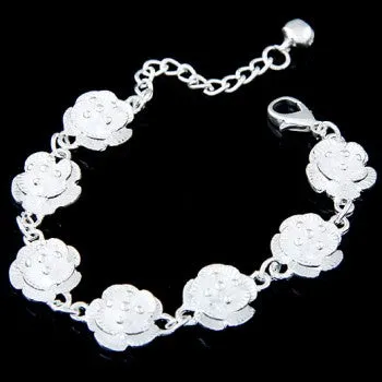 B119 Silver Exquisite Flower Bracelet