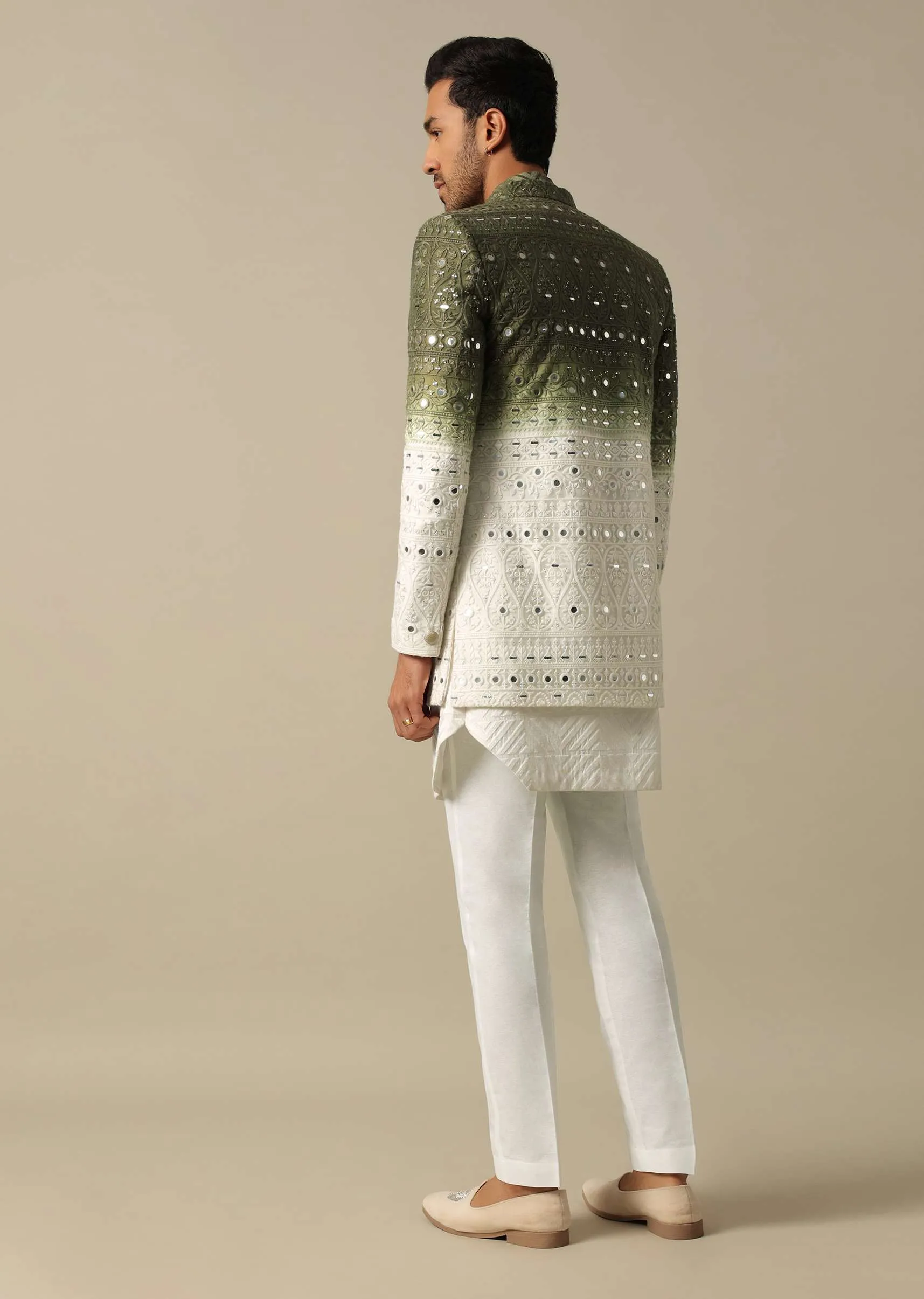 Exquisite Green Indowestern Set For Men