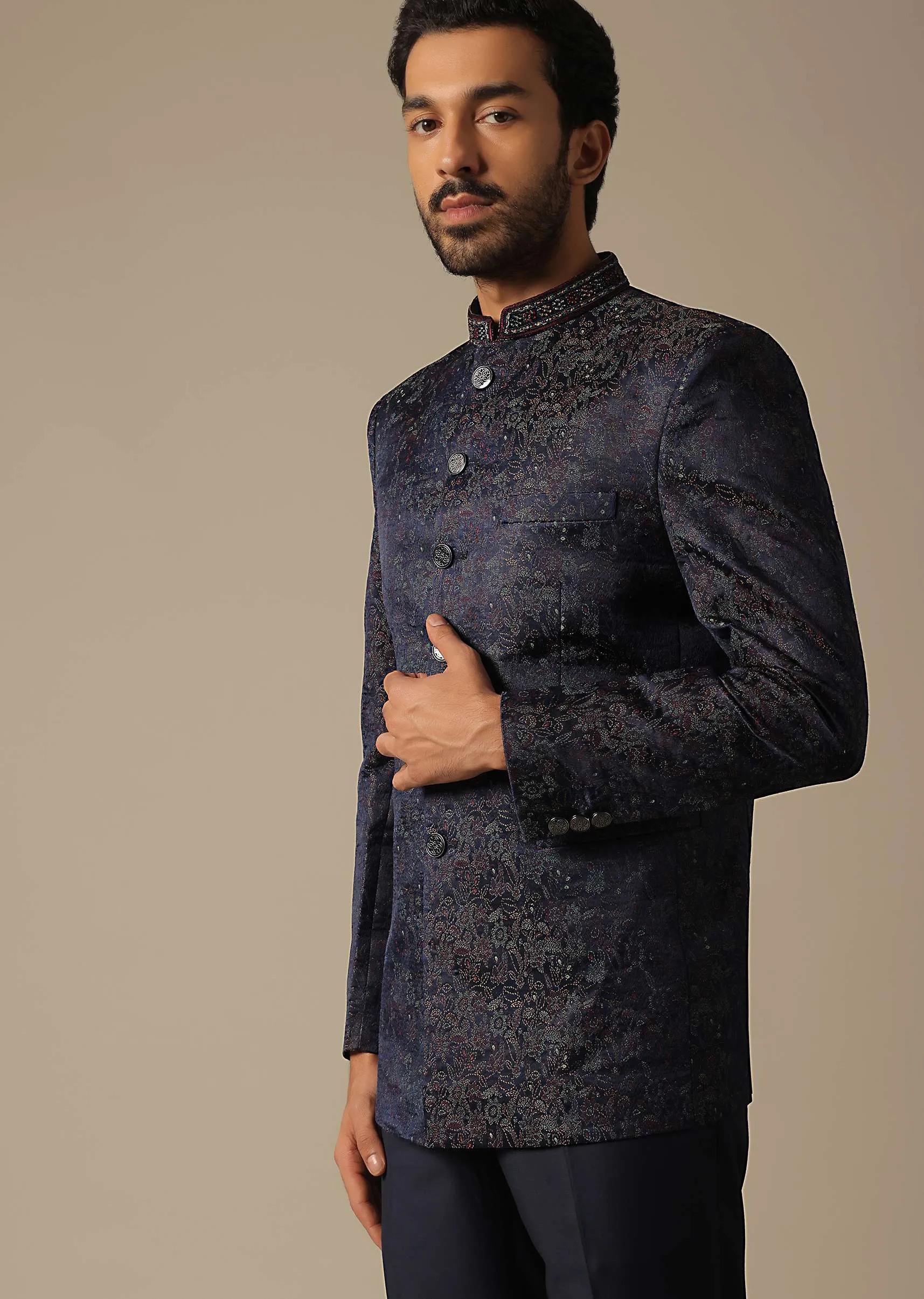 Jodhpuri Suit With Exquisite Collar Detailing