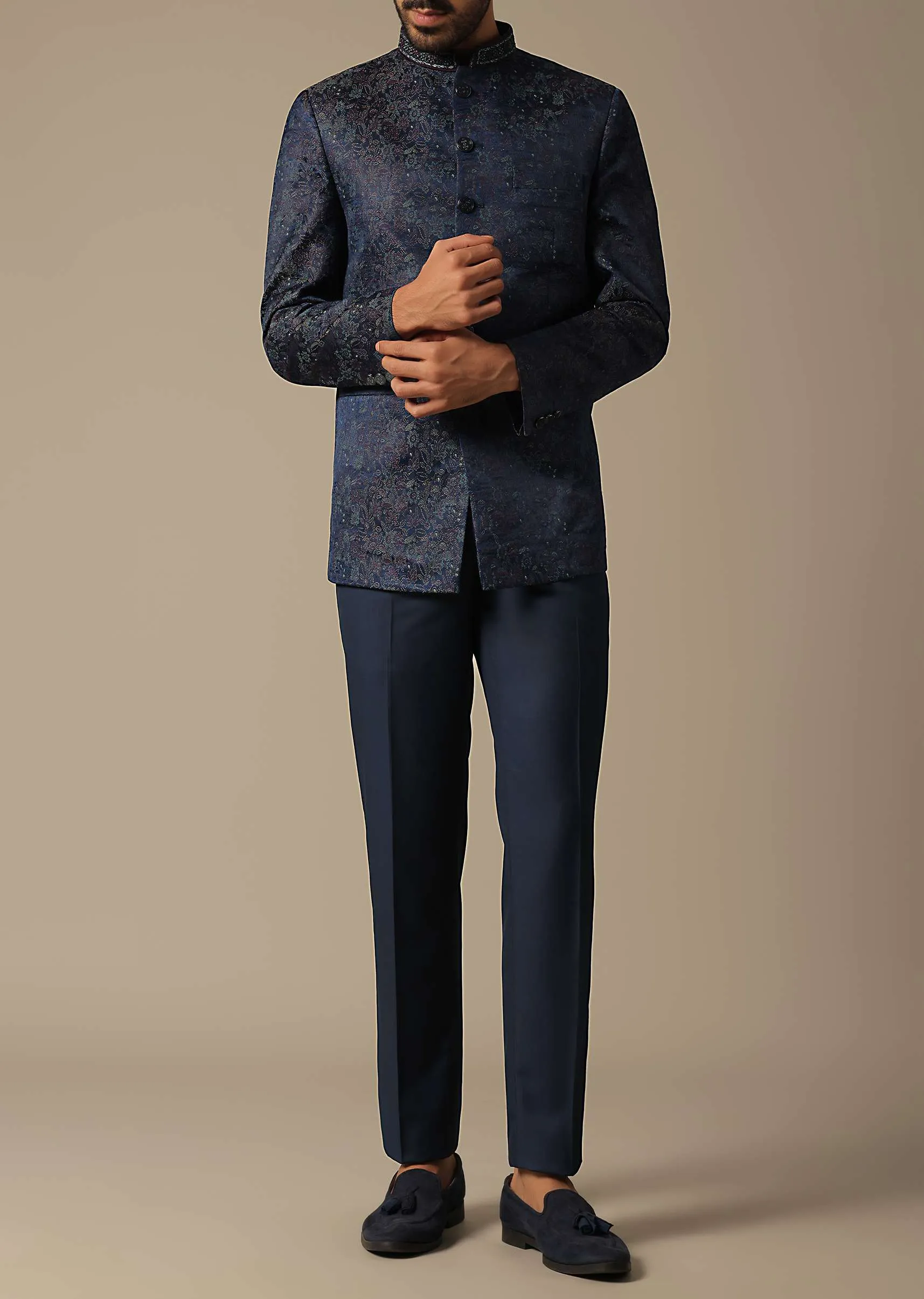 Jodhpuri Suit With Exquisite Collar Detailing