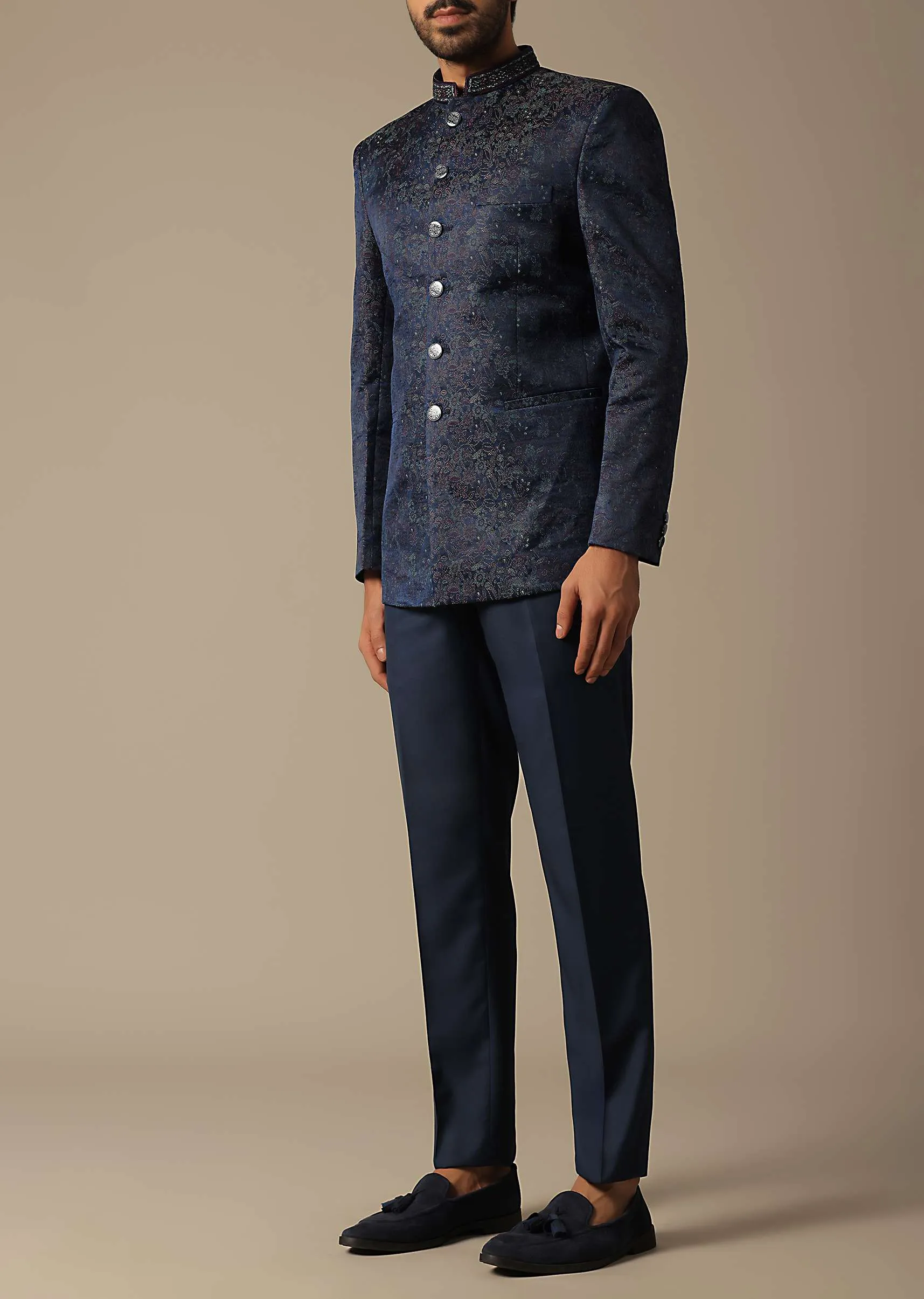Jodhpuri Suit With Exquisite Collar Detailing
