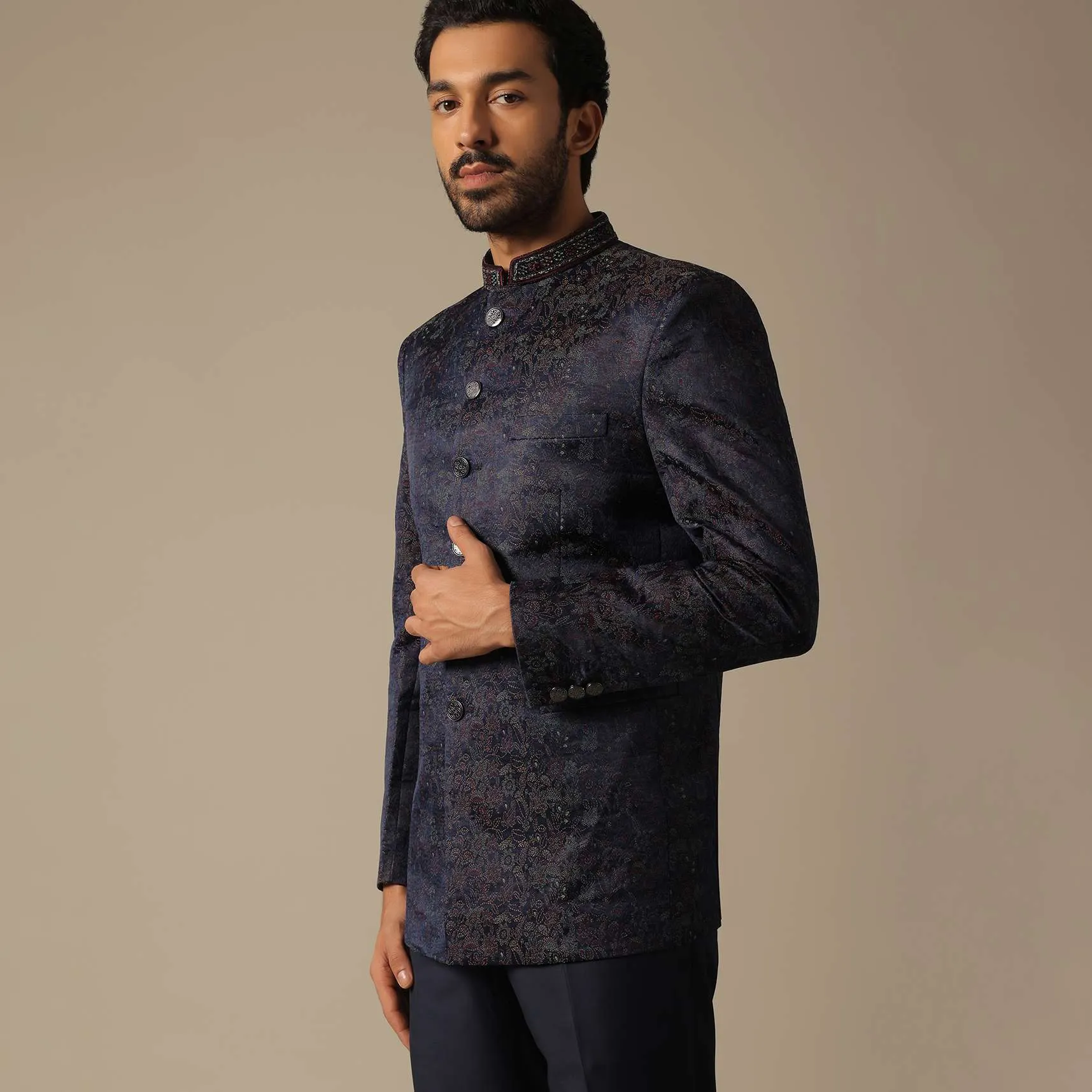 Jodhpuri Suit With Exquisite Collar Detailing