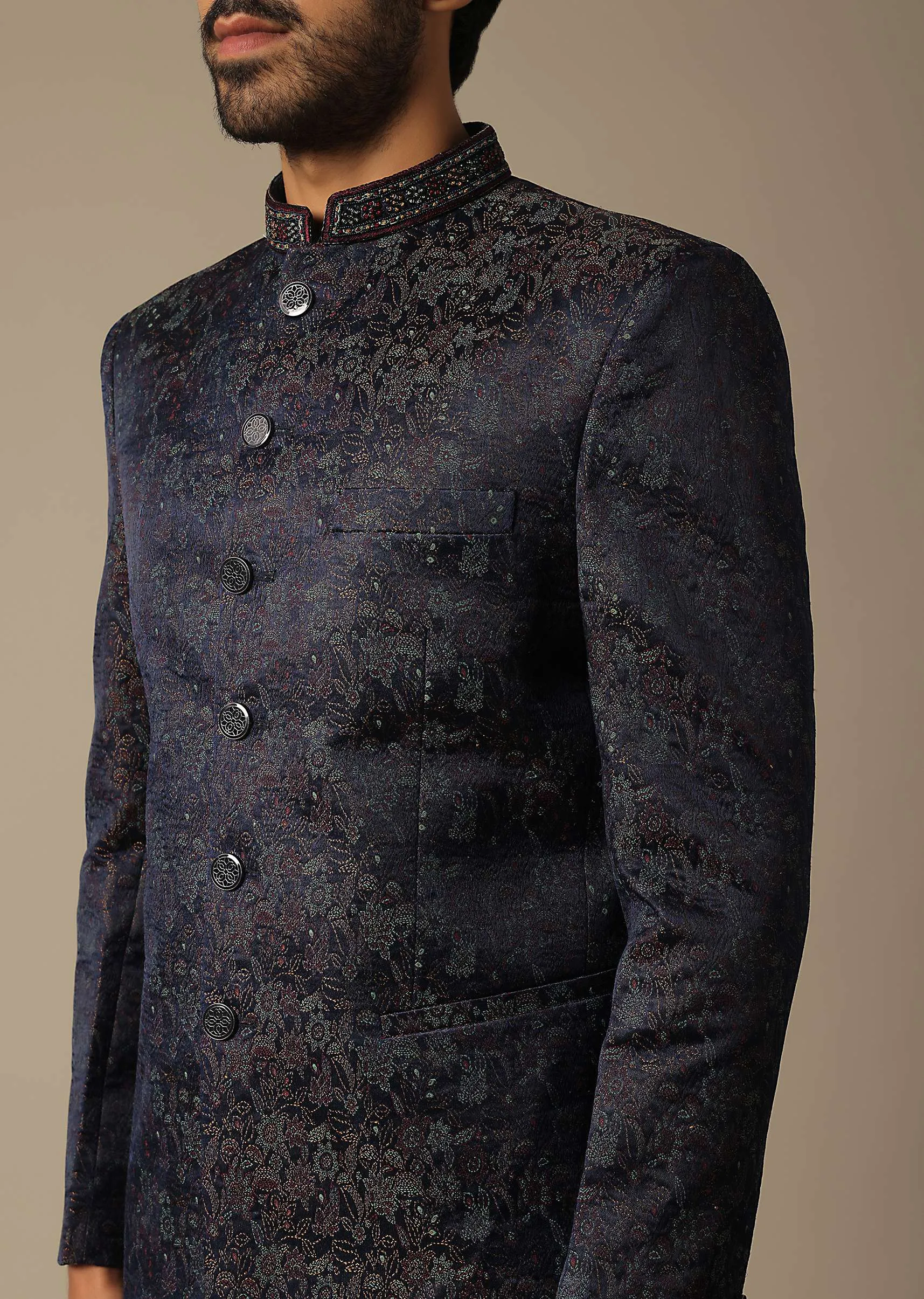 Jodhpuri Suit With Exquisite Collar Detailing