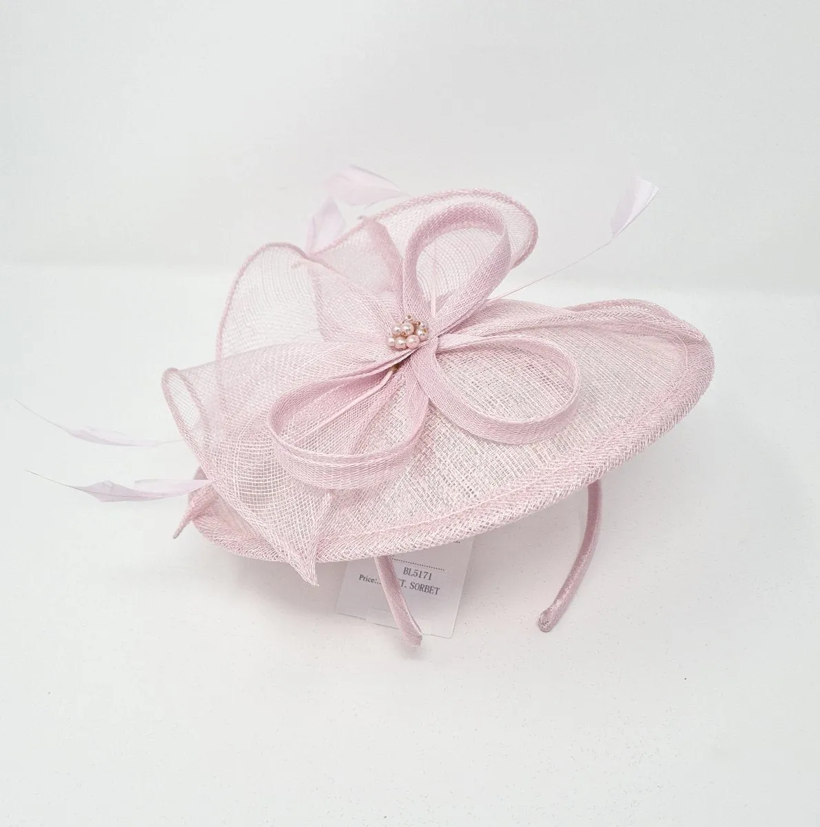 Metallic Sorbet Feather & Bow Round Disc Fascinator