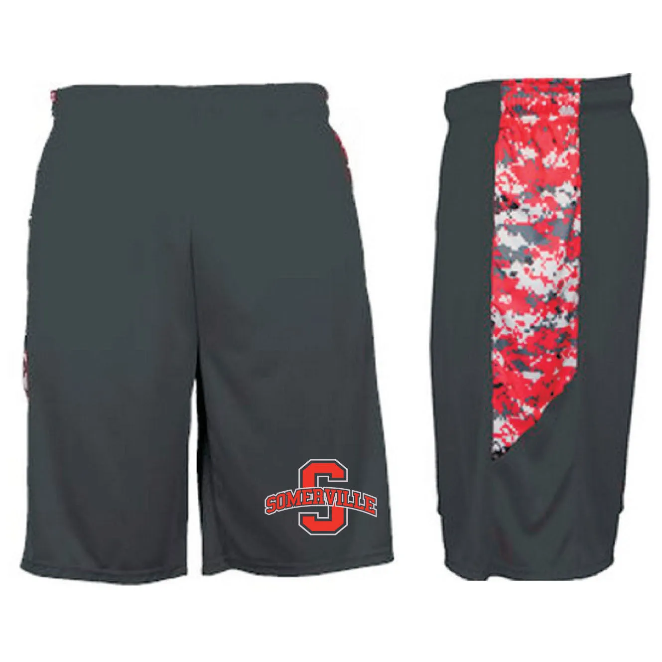 MOISTURE WICKING SHORTS w/POCKETS & DIGITAL CAMO TRIM