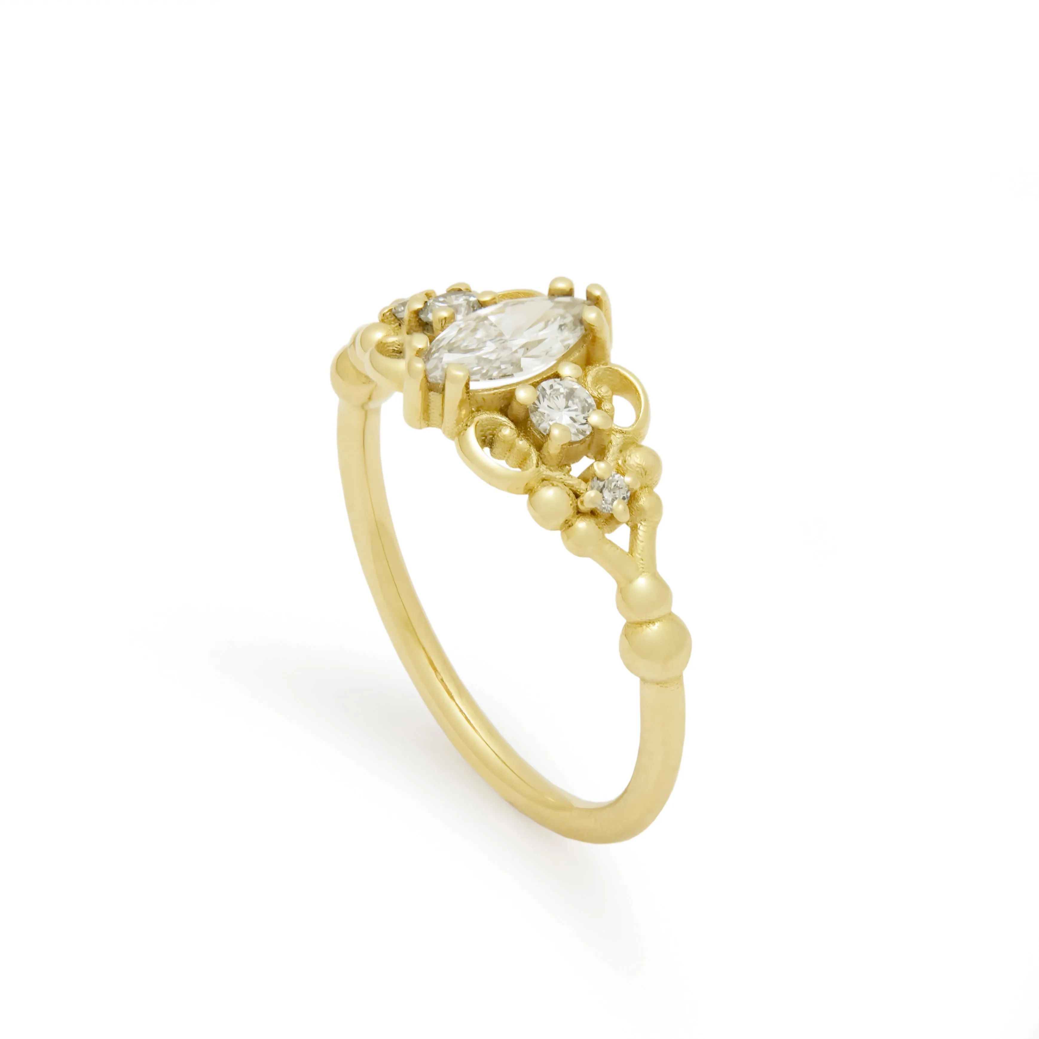 RG1912 Marquise Diamond Gold Ring with Exquisite Details