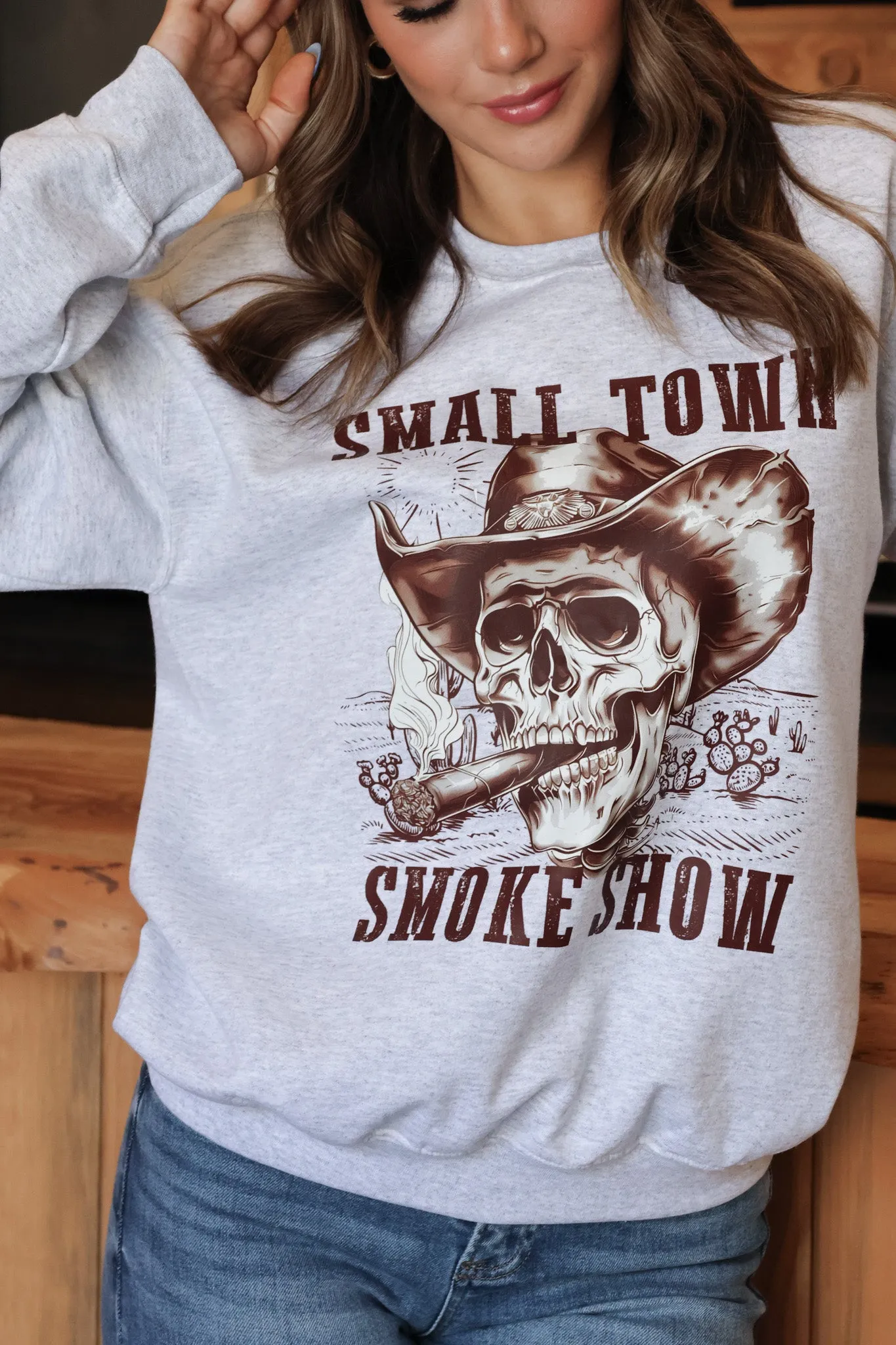Small Town Smoke Show Western Crewneck Sweatshirt