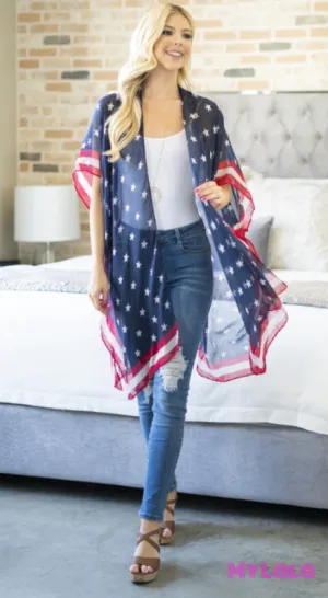 USA ACCENT KNEE LENGTH OPEN FRONT KIMONO