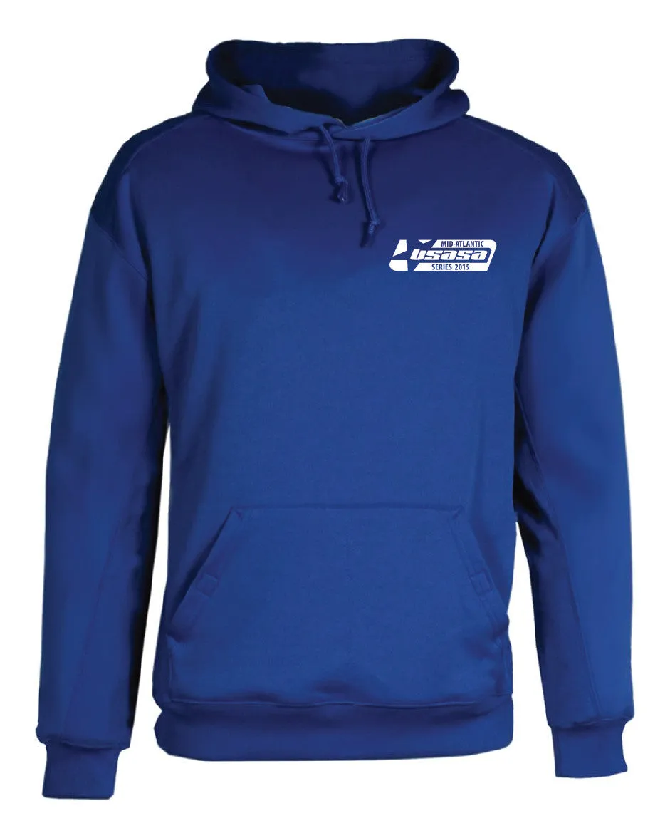 WICKING FLEECE Pullover Hooded Sweatshirt <br>ROYAL BLUE with WHITE INK