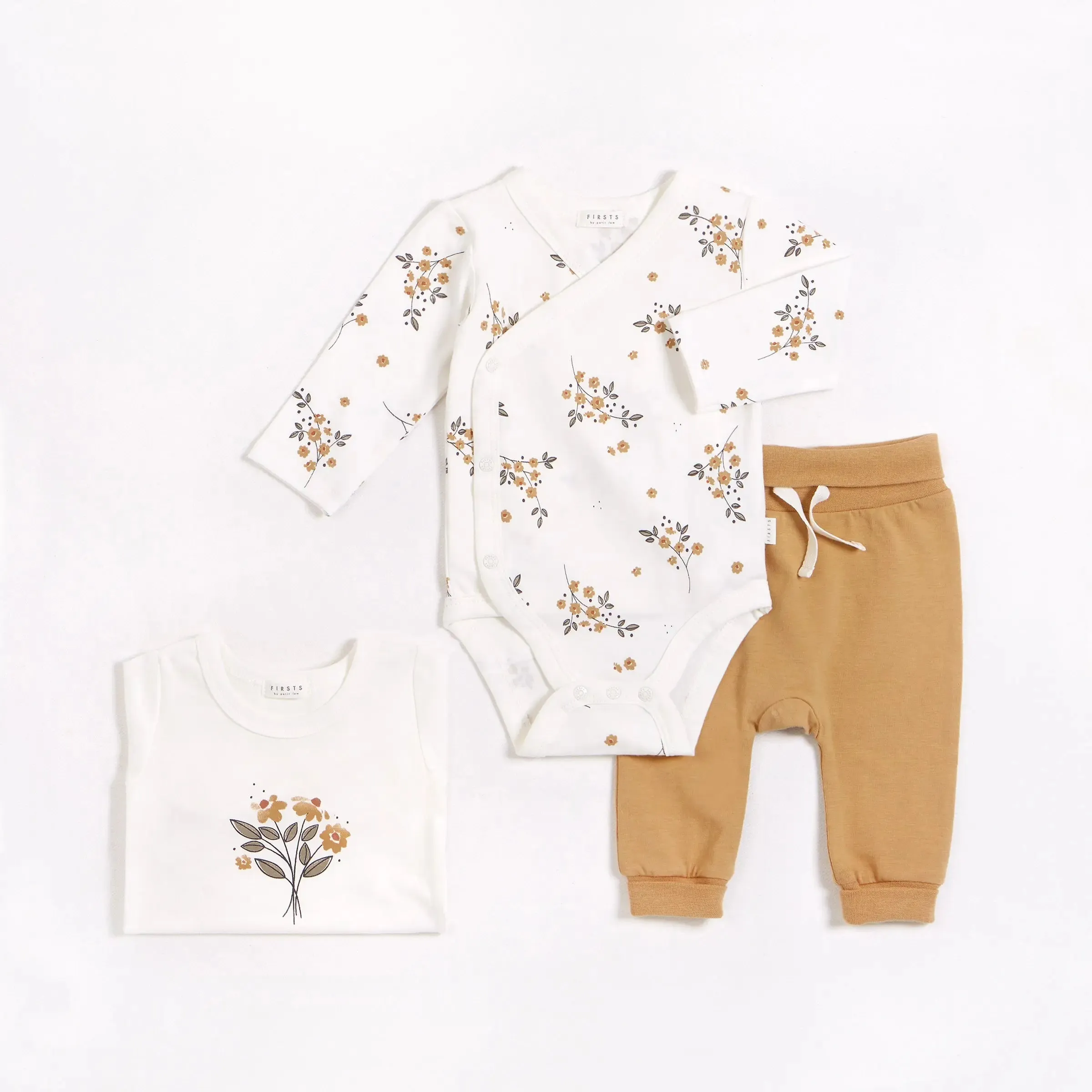 Winter Jasmine Newborn 3 PCS Bodysuit Set | Petit Lem